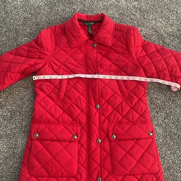 Ralph Lauren- Lauren size medium red puffer jacket long - Picture 8 of 10